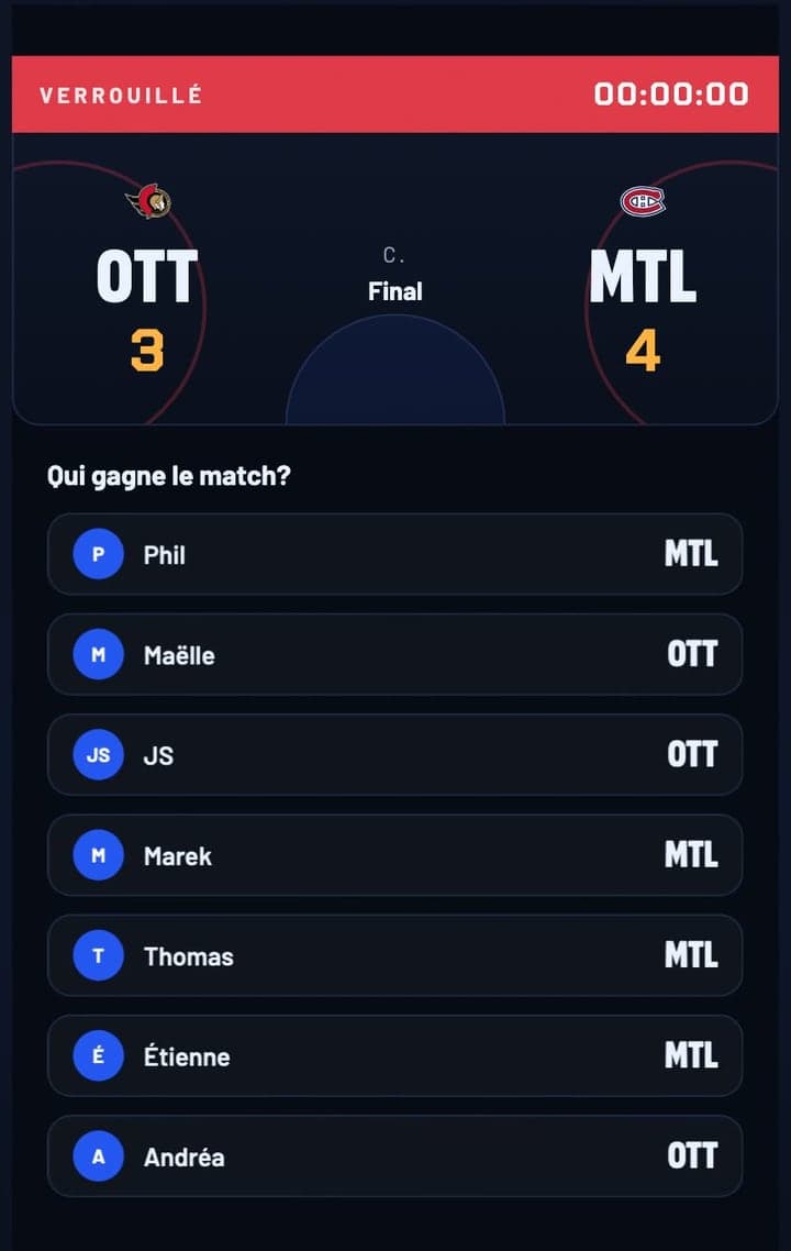 Le match verrouillé et terminé, la réponse de chaque membre de la ligue à découvert